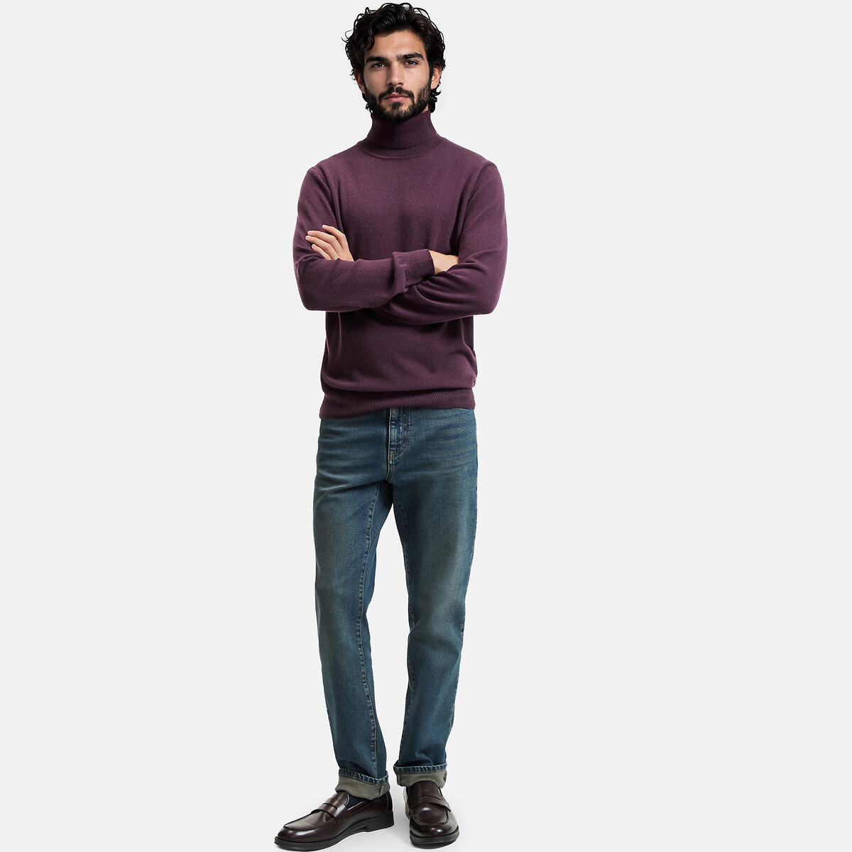 Pull col roulé en cachemire violet prune, LA REDOUTE COLLECTIONS
