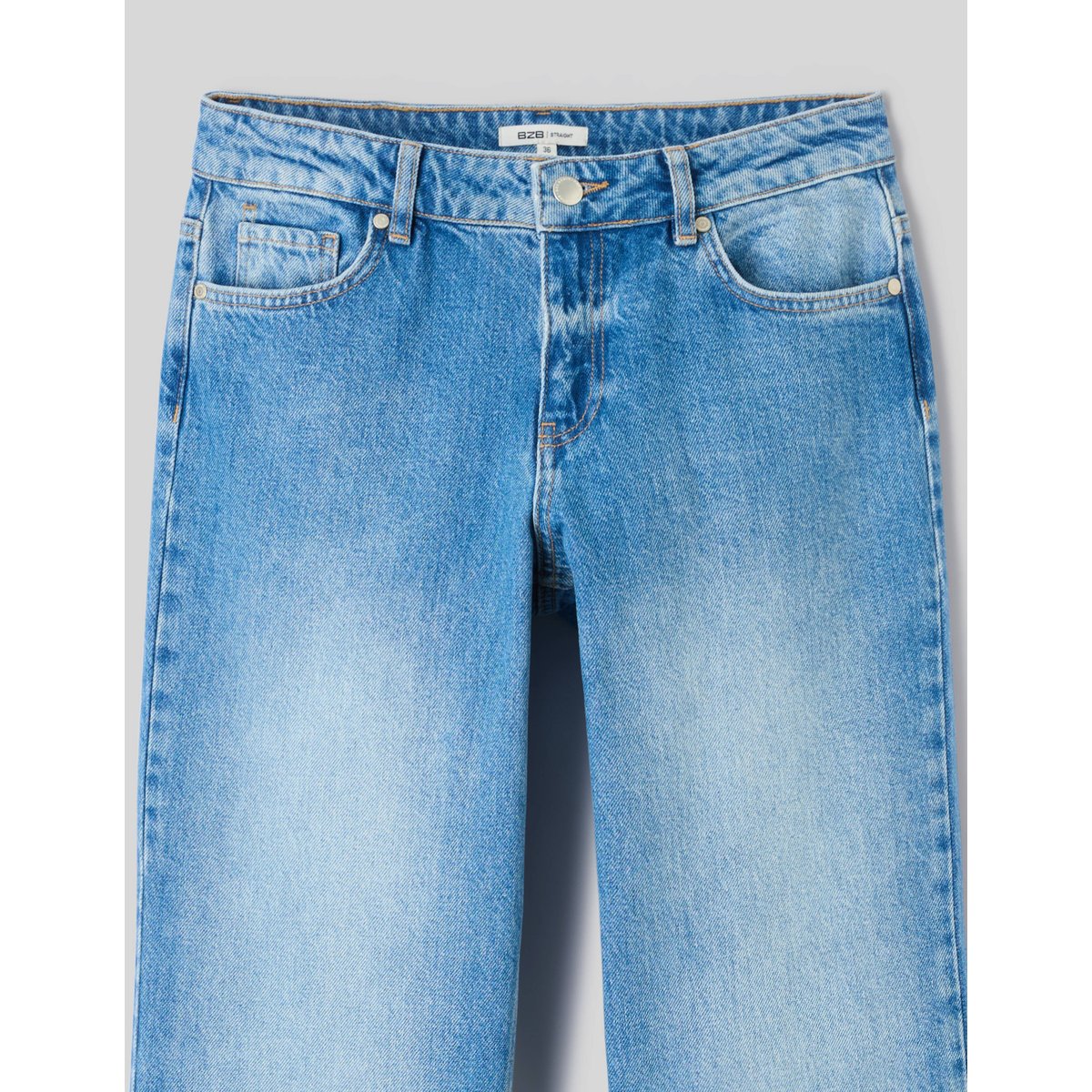 Jean straight taille basse bleu moyen, BZB