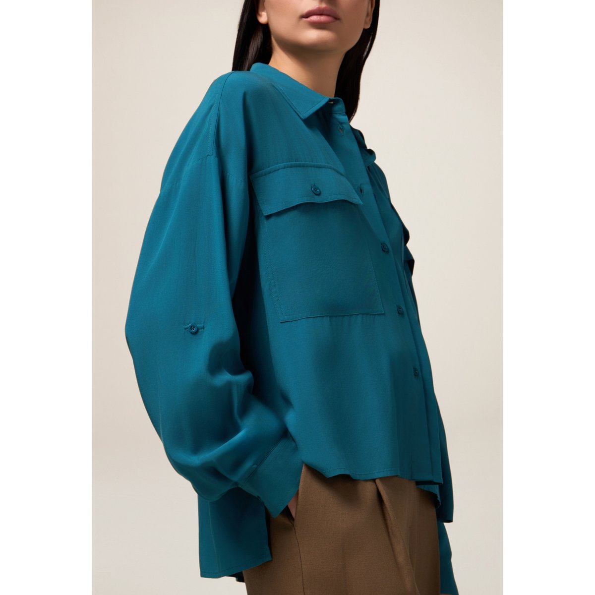 Chemise avec poches petrol blue, OLTRE