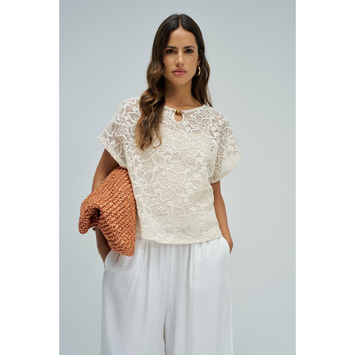 T-SHIRT EN CROCHET beige, SALSA JEANS
