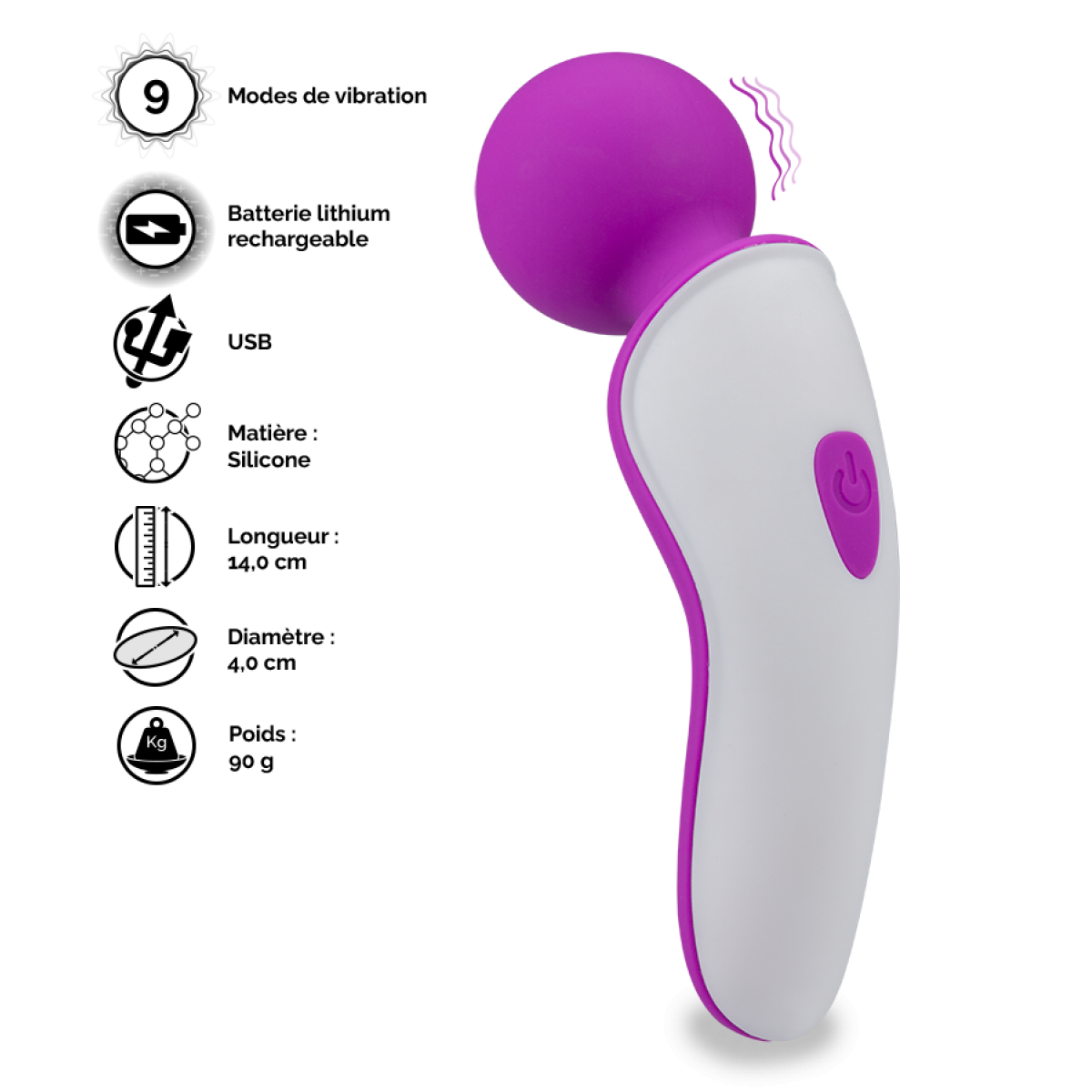 Mini vibromasseur wand Passenger violet, LOVE AND VIBES