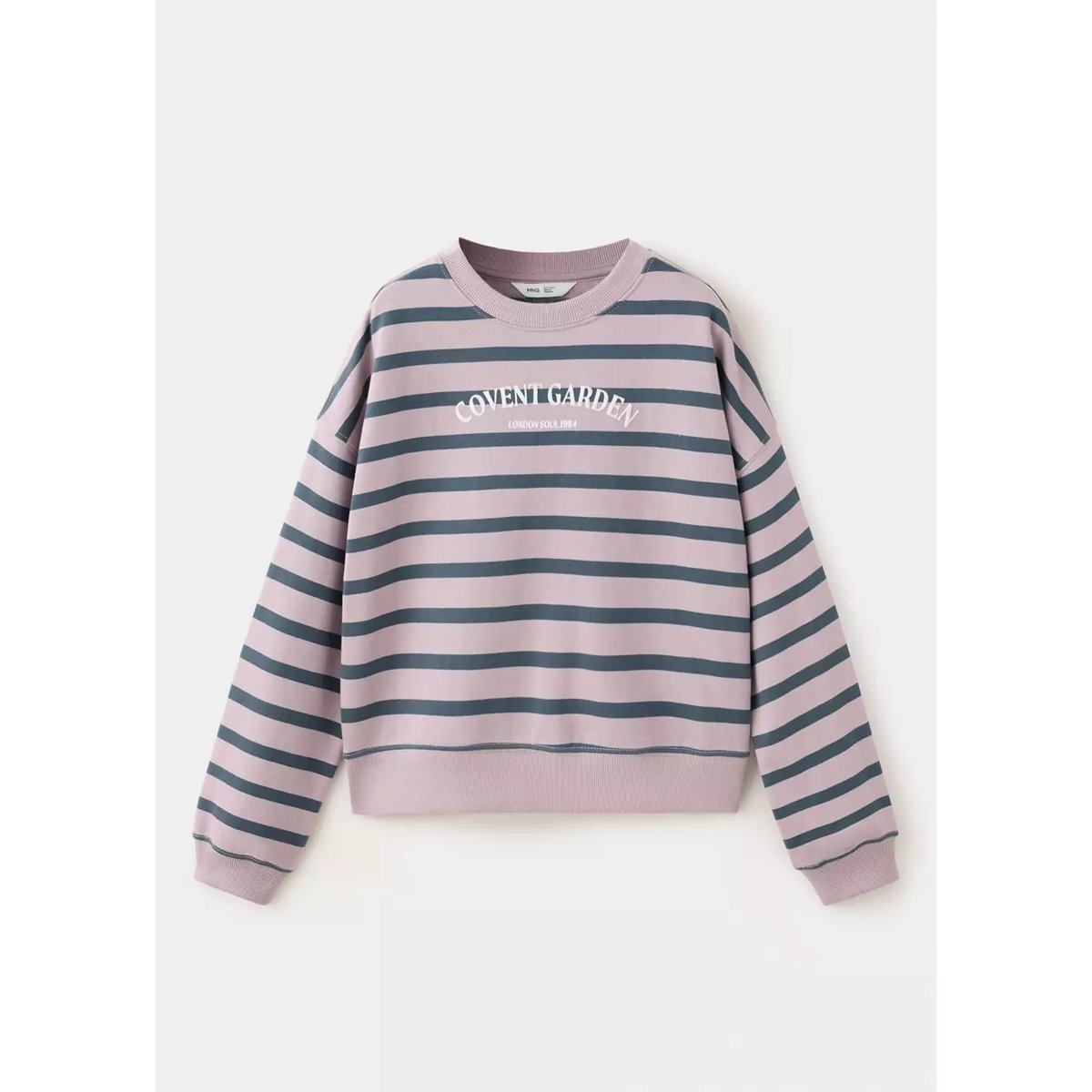 Sweat rayé détail imprimé violet clair/pastel, MANGO KIDS