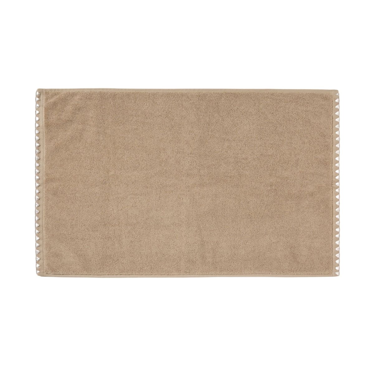 Tapis De Bain en Éponge unie et point feston triangulaire NERYDA beige lin, MADURA