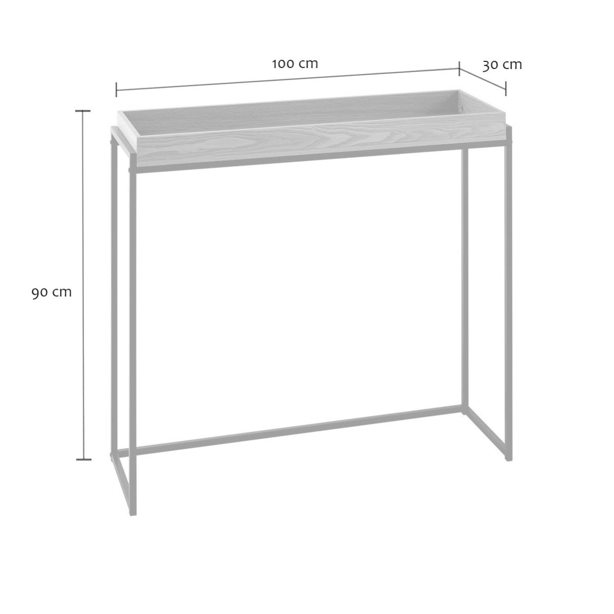 Console avec plateau à rebords bois clair, CALICOSY
