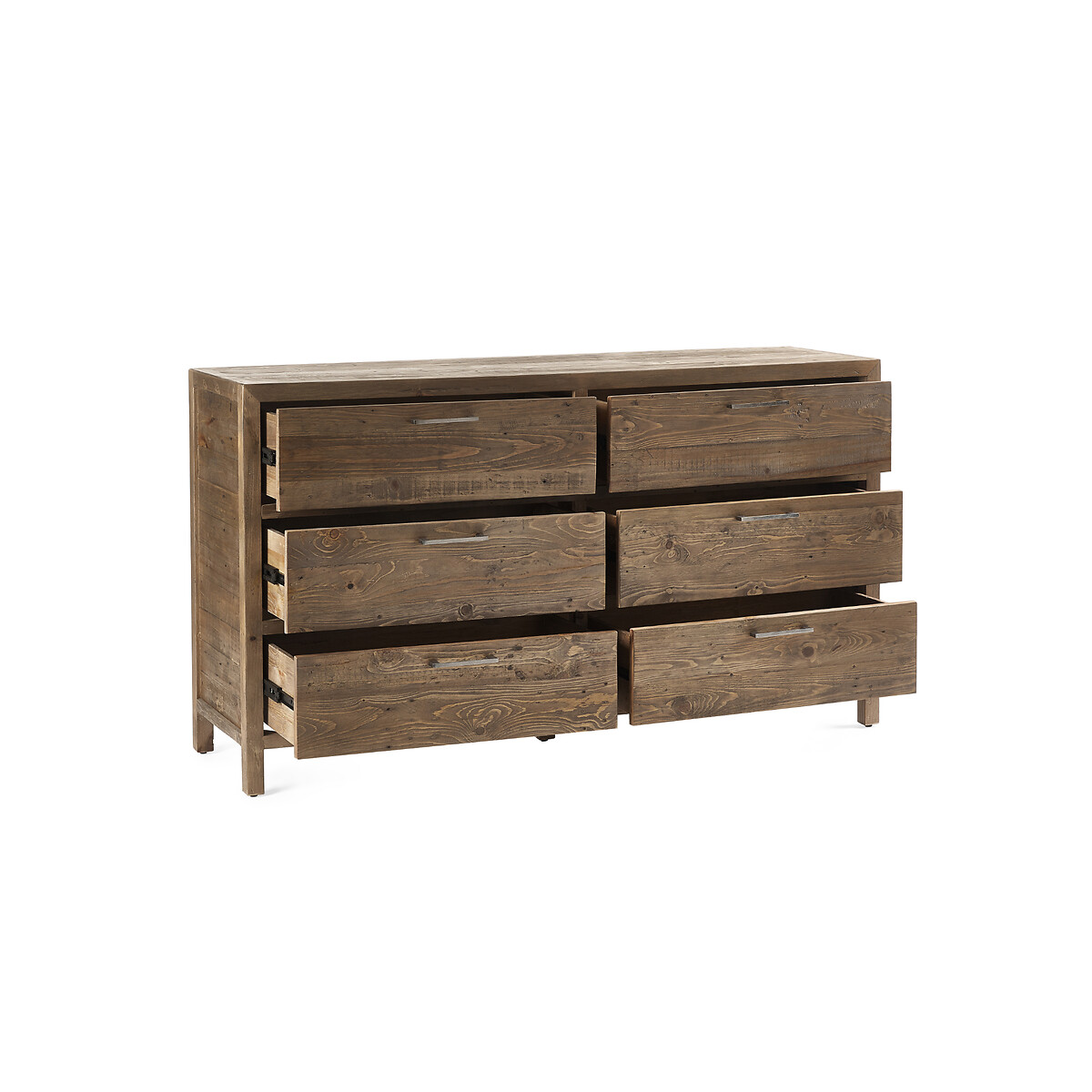 Ember Reclaimed Wood 6 Drawer Wide Chest rustic dark wood, SO'HOME