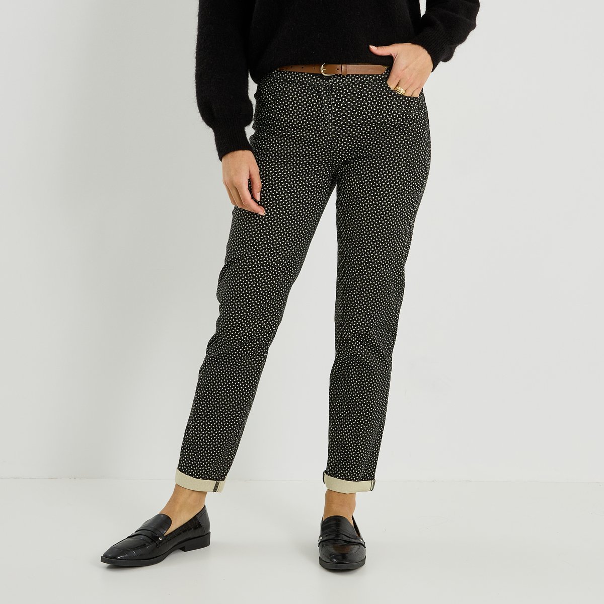 Pantalon chino imprimé noir, GRAIN DE MALICE