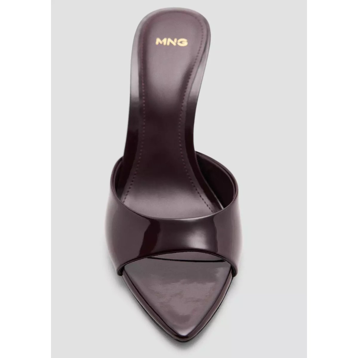 Sandales vernies à talon bordeaux, MANGO