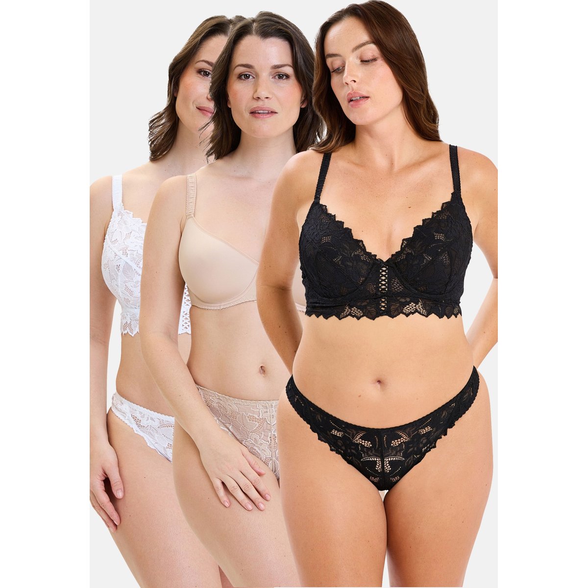 Lot de trois strings ARUM noir&blanc&skin, SANS COMPLEXE