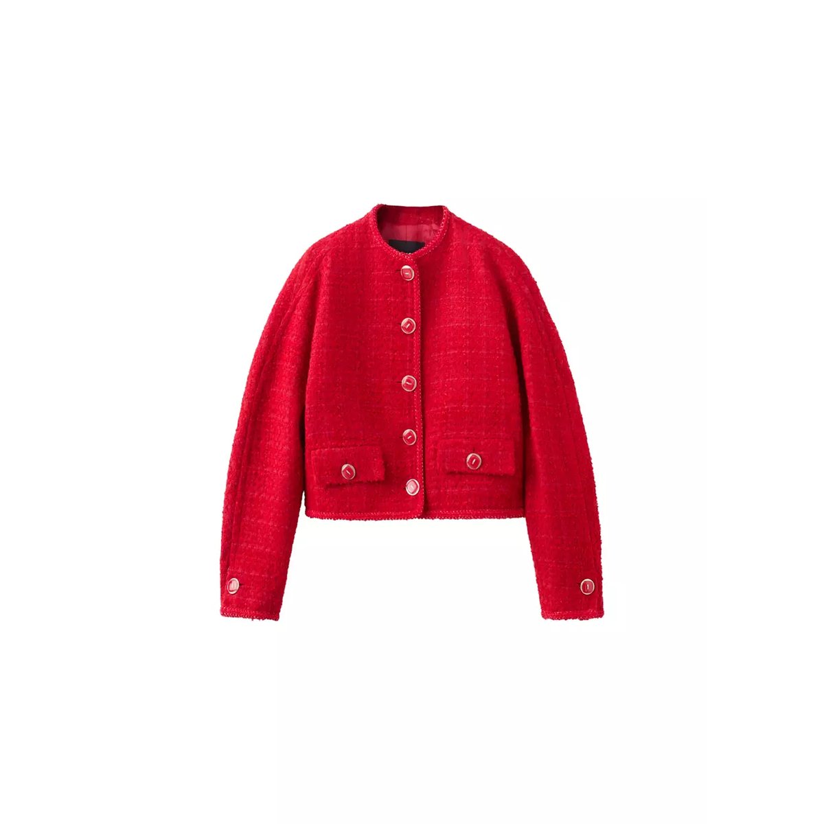 Veste tweed boutons bijoux rouge, MANGO
