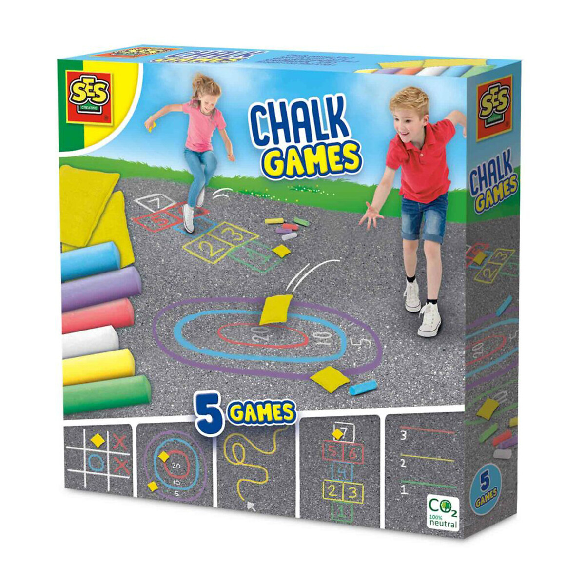Jogo com giz 5 em 1, SES multicolor, SES