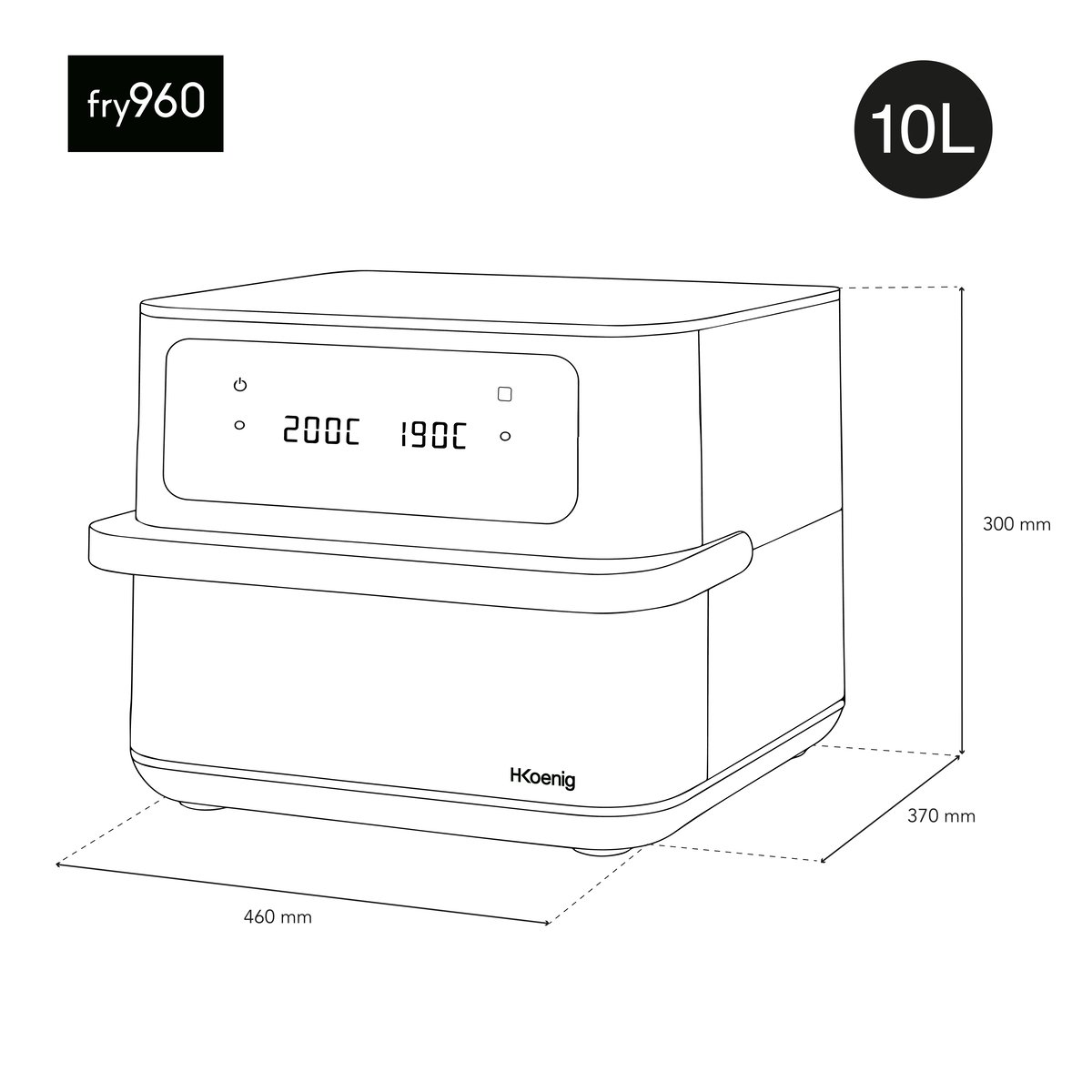 Friteuse sans huile grand bac - FRY960 noir, H.KOENIG