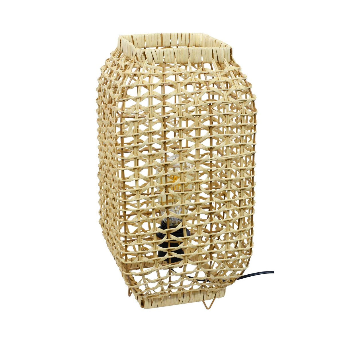 Lampe à poser en rotin et métal petit modèle, AMBA naturel, C-CREATION