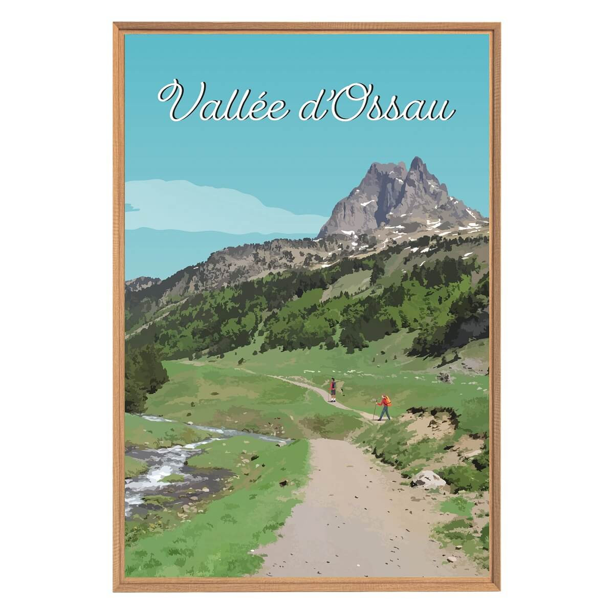 Tableau Mural Illustration Vallée D'ossau GRANDS ESPACES vert-fibres de bois, CEANOTHE