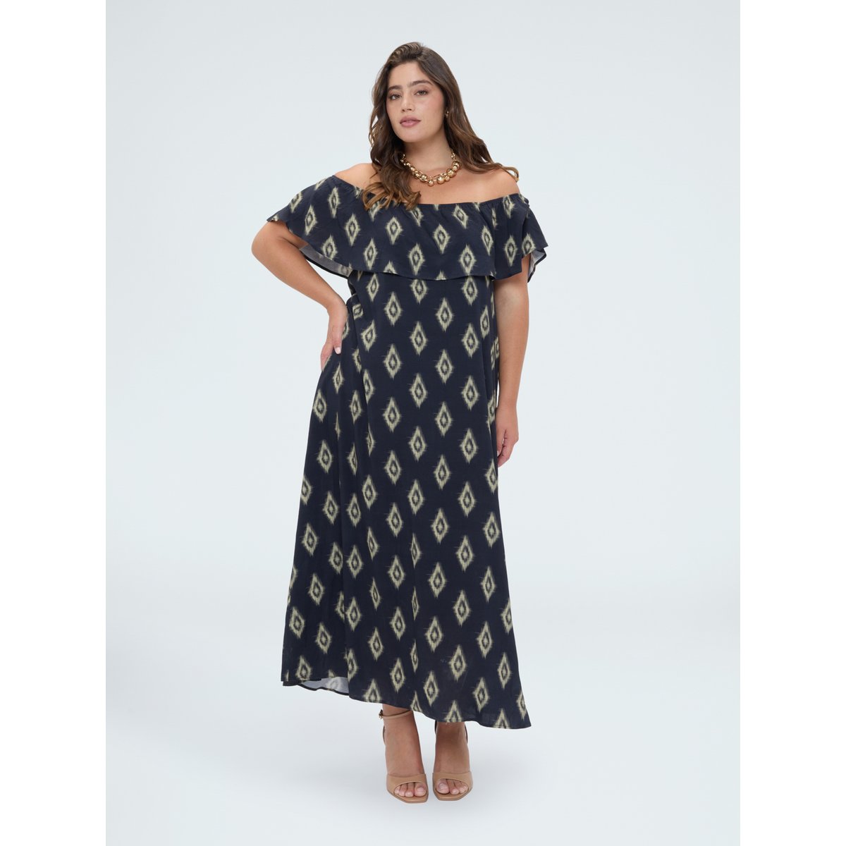 Robe Chill épaules dénudées avec imprimé noir, FIORELLA RUBINO