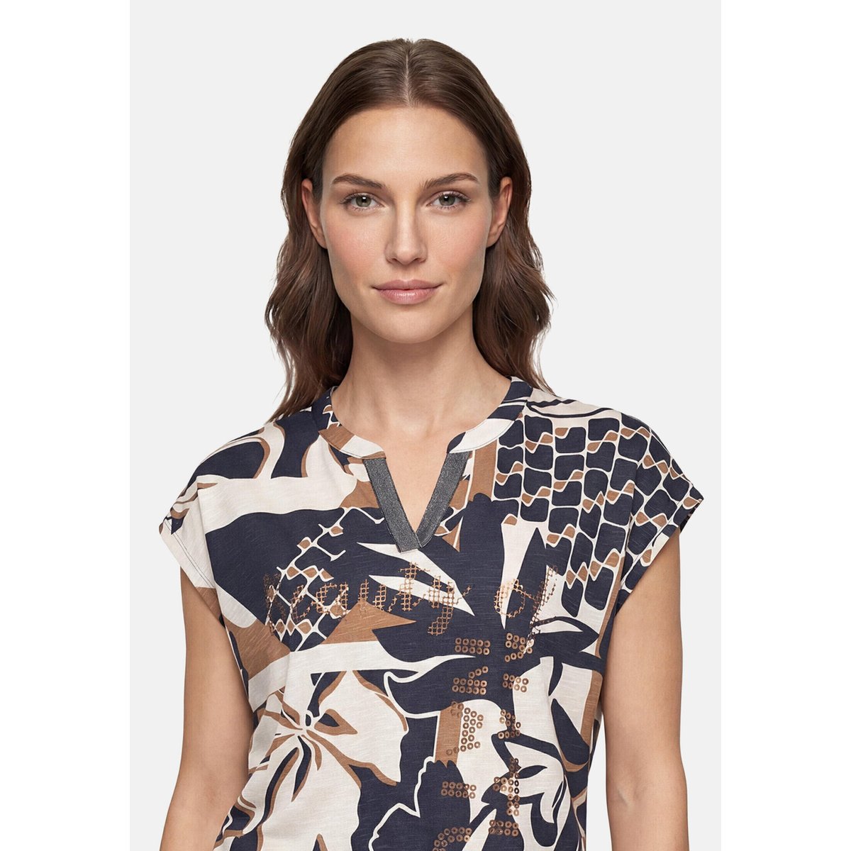 Haut casual à empiècement façon blouse dark blue/nature, BETTY BARCLAY