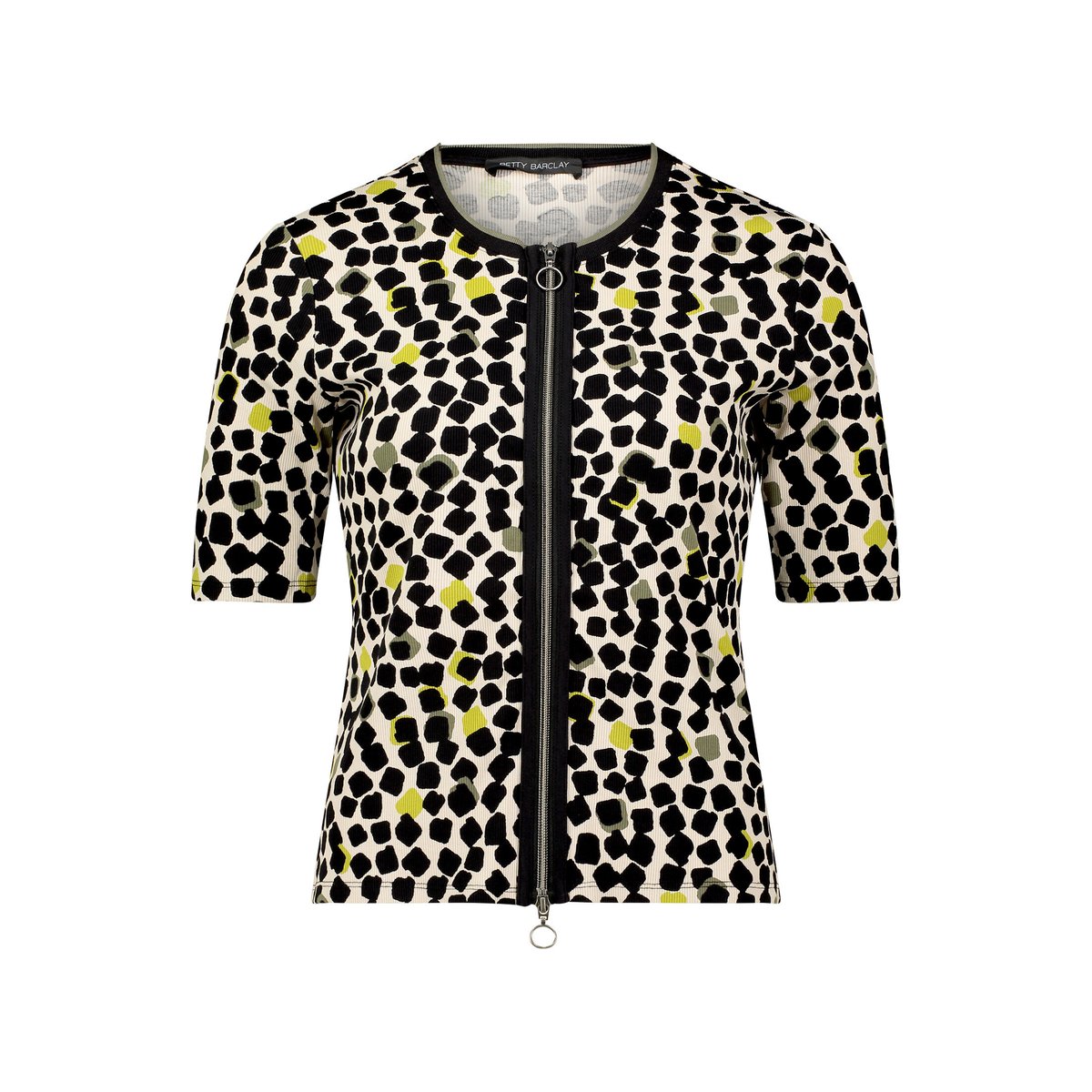 Cardigan façon t-shirt de texture côtelée beige/noir, BETTY BARCLAY