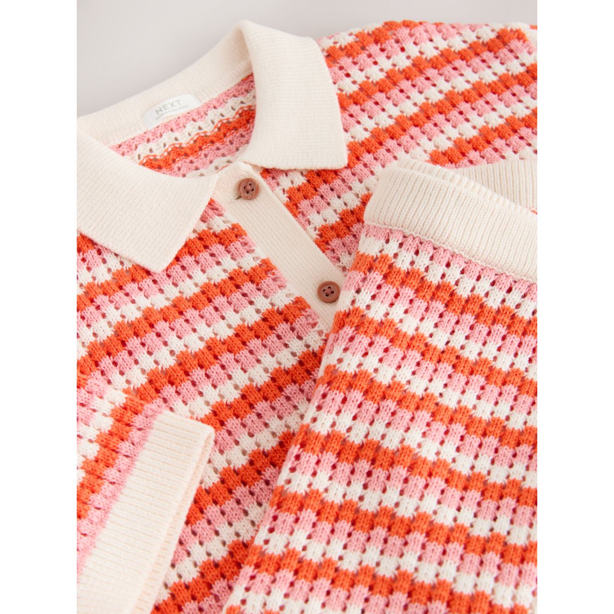 Ensemble chemise en maille et short rayé orange, NEXT