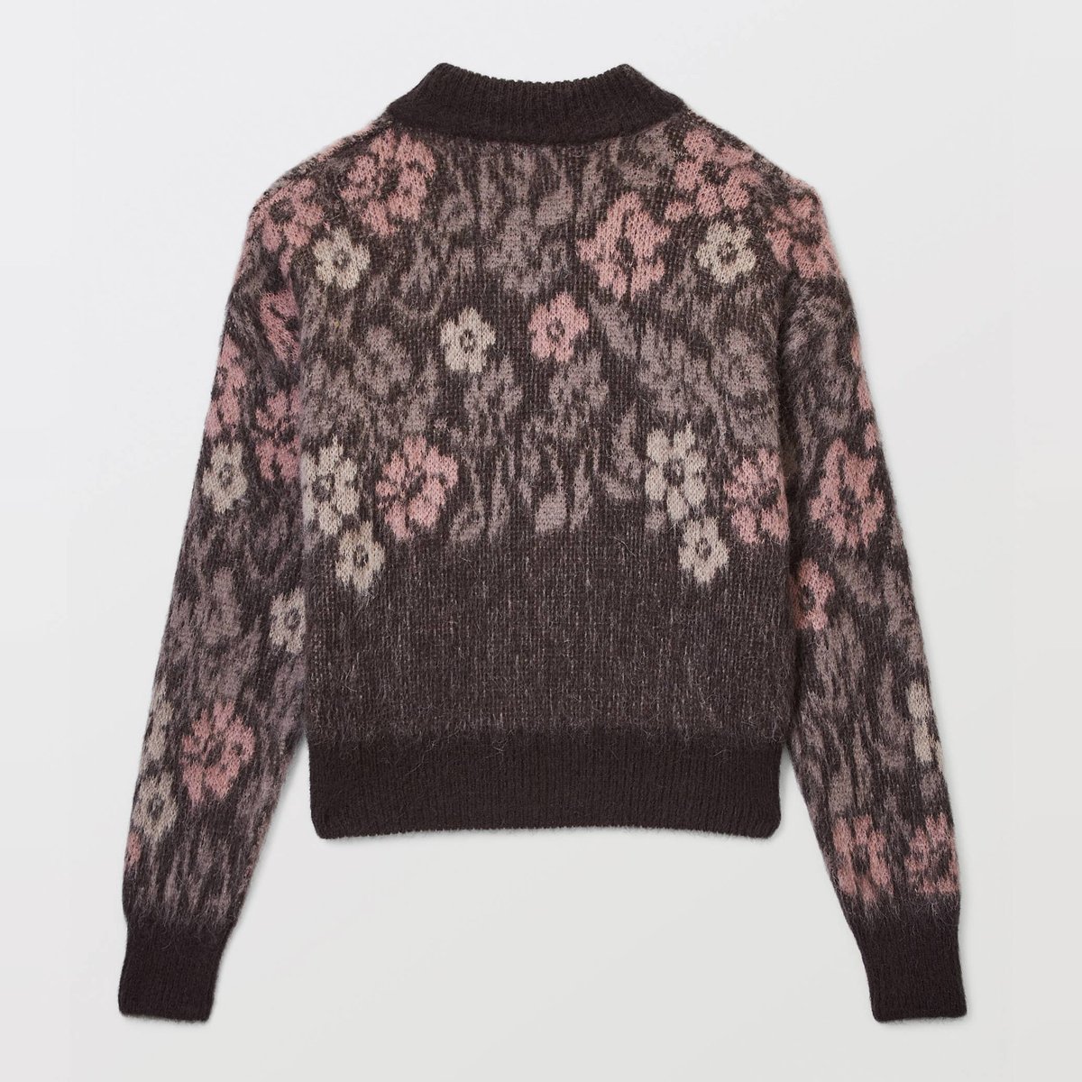 Pull jacquard à fleurs contenant de l'alpaga pudding, MONOPRIX