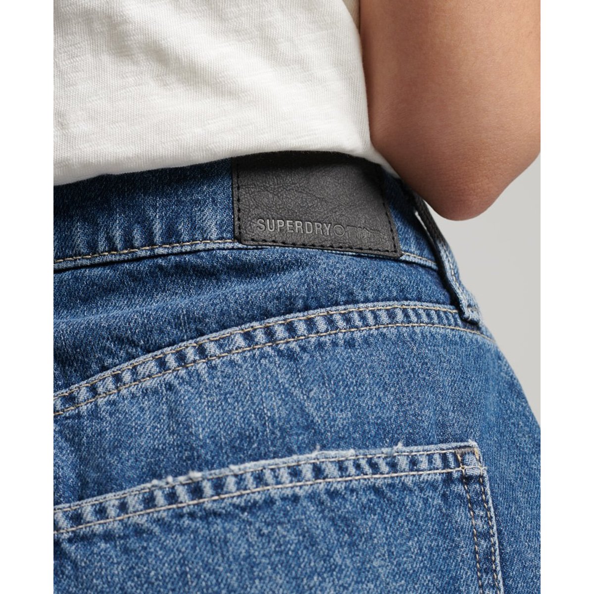 Short taille haute déchiré Vintage bleu moyen madison, SUPERDRY