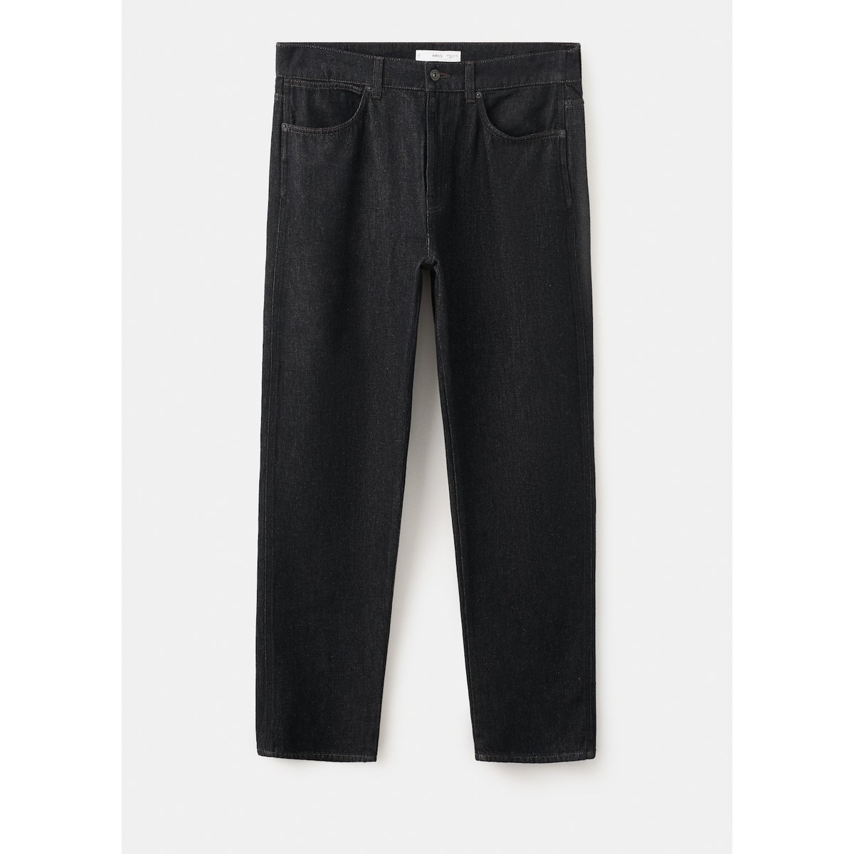 Jean 100 % coton regular-fit cropped black denim, MANGO MAN