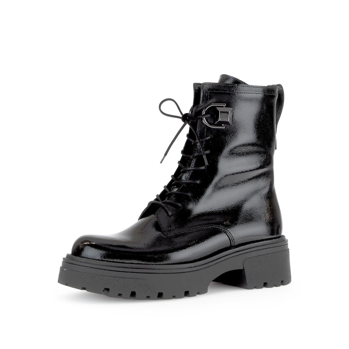 Bottines en cuir verni à talon décroché noir, GABOR