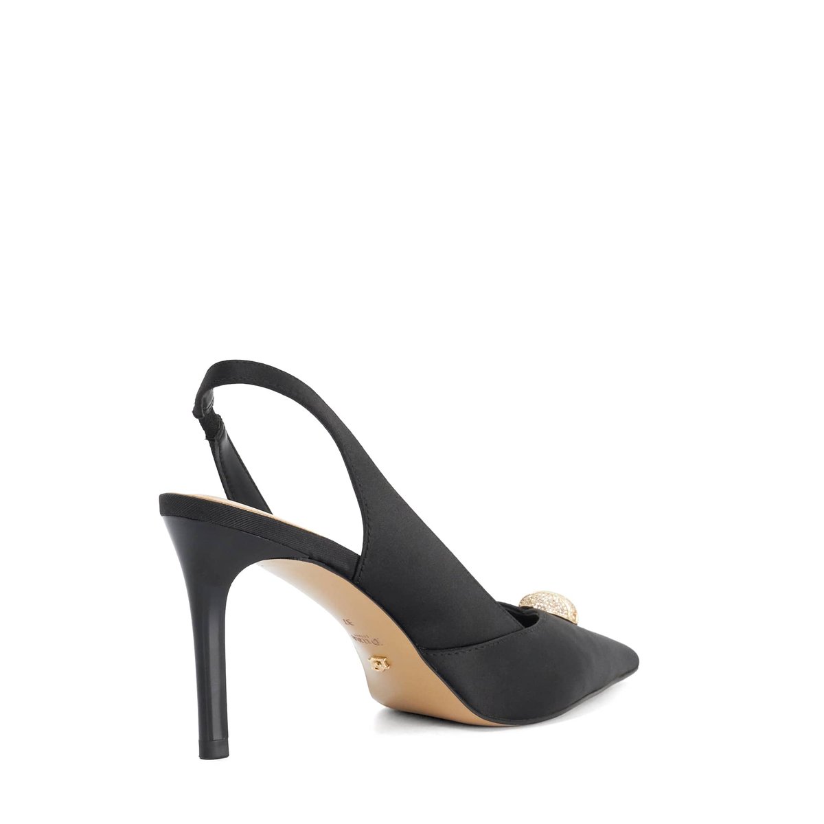 Escarpins ornés à bride arrière - CAMARA black-satin, DUNE LONDON