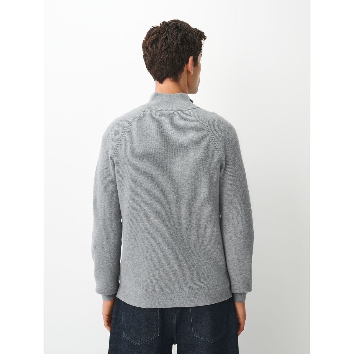 Pull standard texturé à col zippé essential gris, NEXT