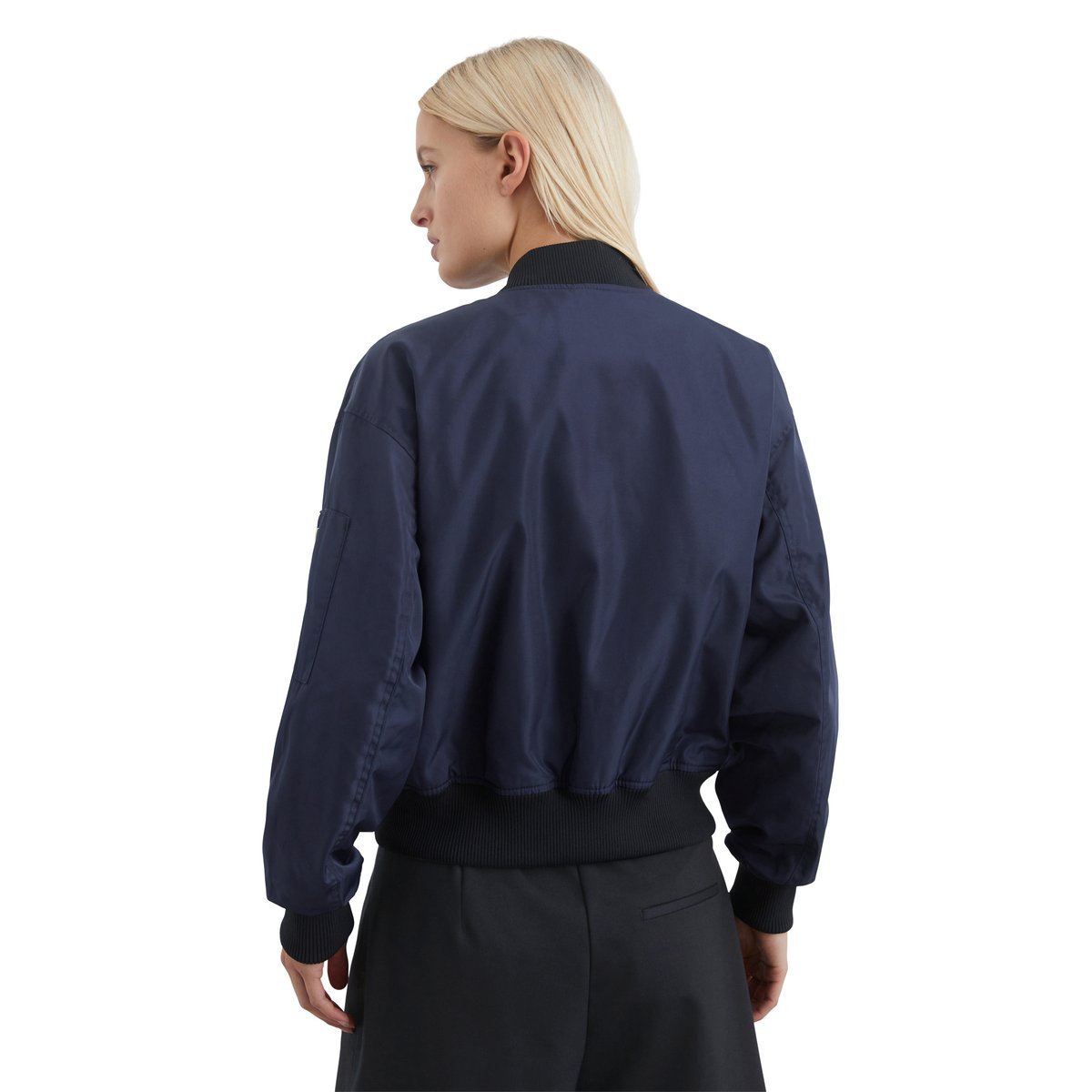 Blouson Aviator régulier en mini-canvas recyclé bleu foncé, MARC O'POLO