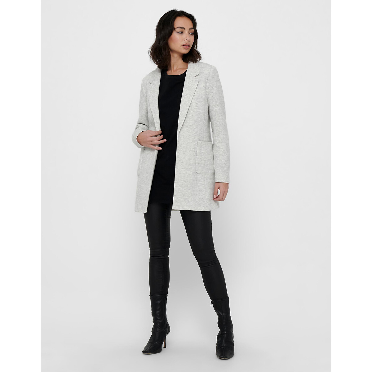 Blazer mi-long gris clair, ONLY