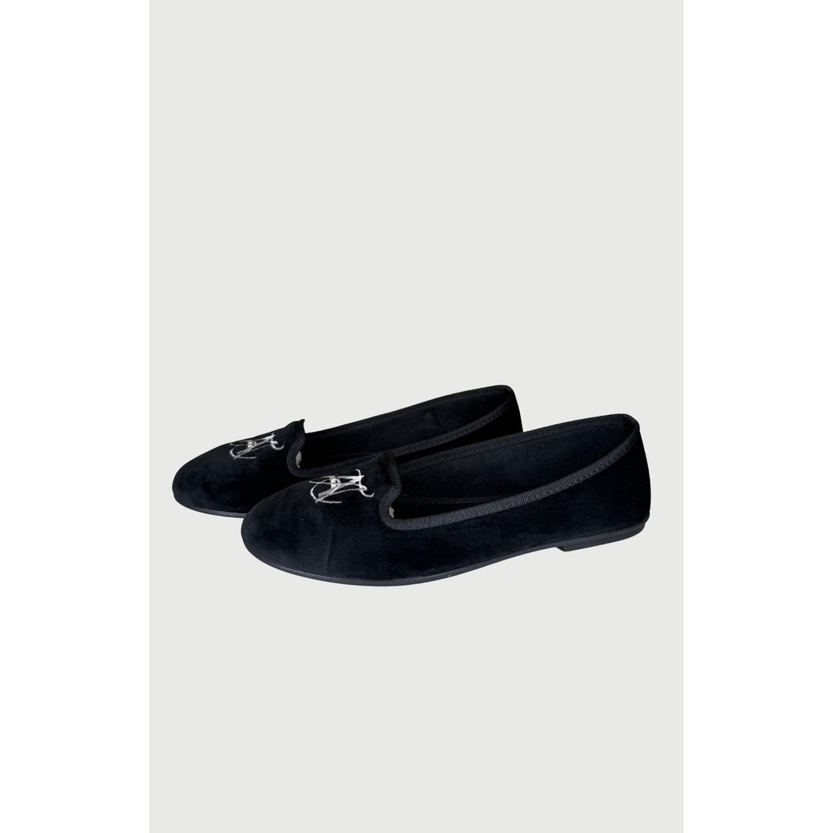 Chaussons ballerine en velours noir noir, ARTHUR
