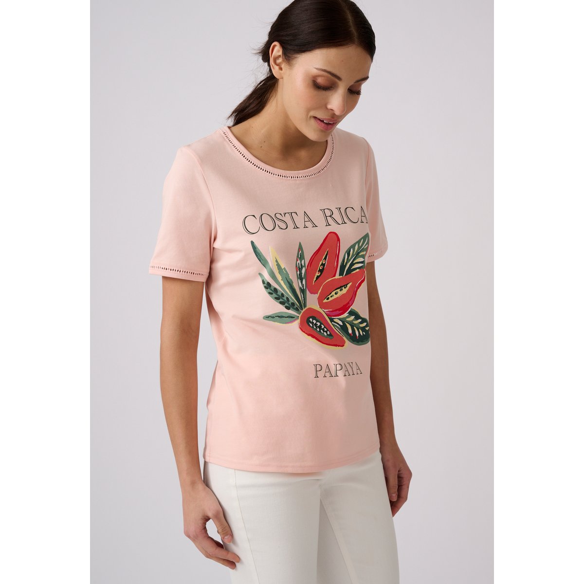 T-shirt motif placé rose poudré, DAMART