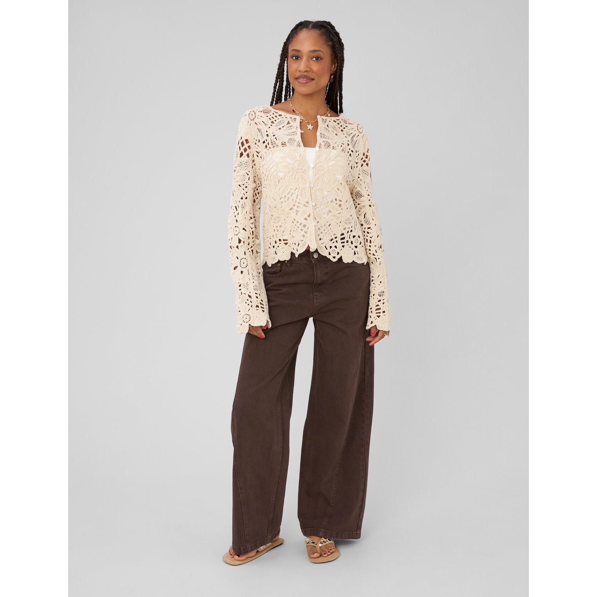 Jean wide leg marron foncée, BZB