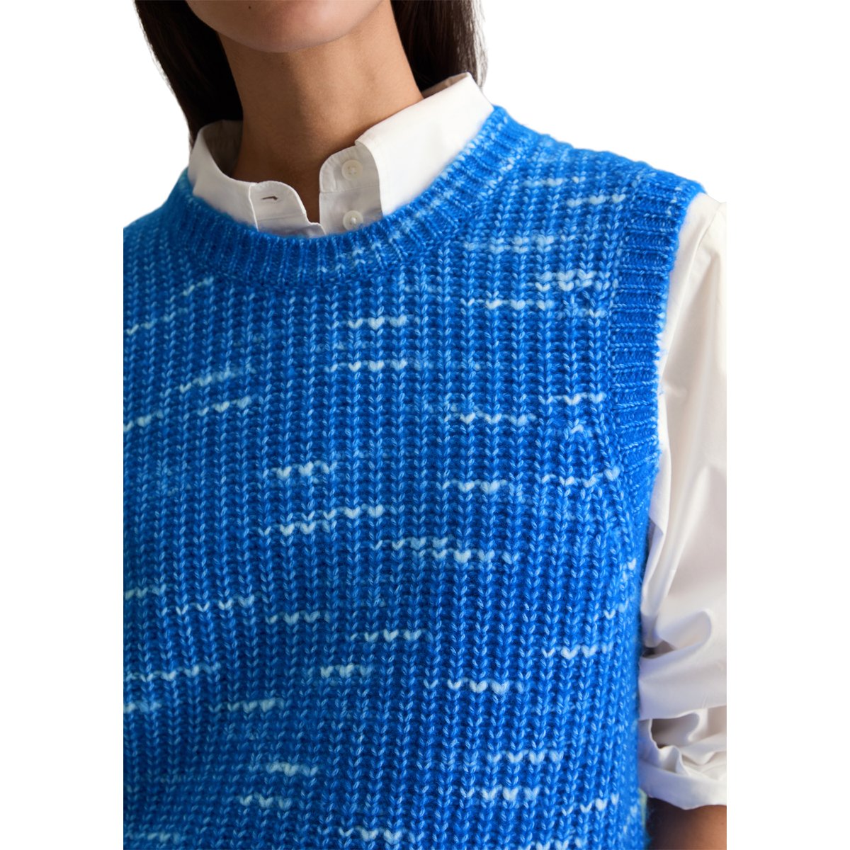 Pull-over loose en doux mélange de laine vierge bleu moyen, MARC O’POLO DENIM