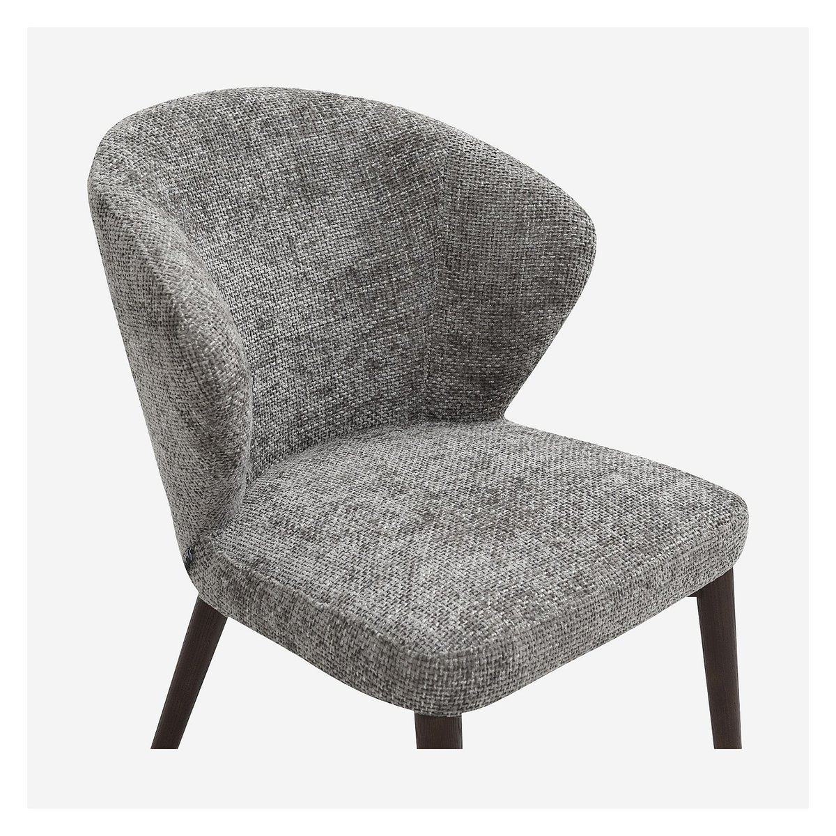 Lot de 2 chaises en tissu chenille et bois massif couleur noyer LURIS gris, HABITAT