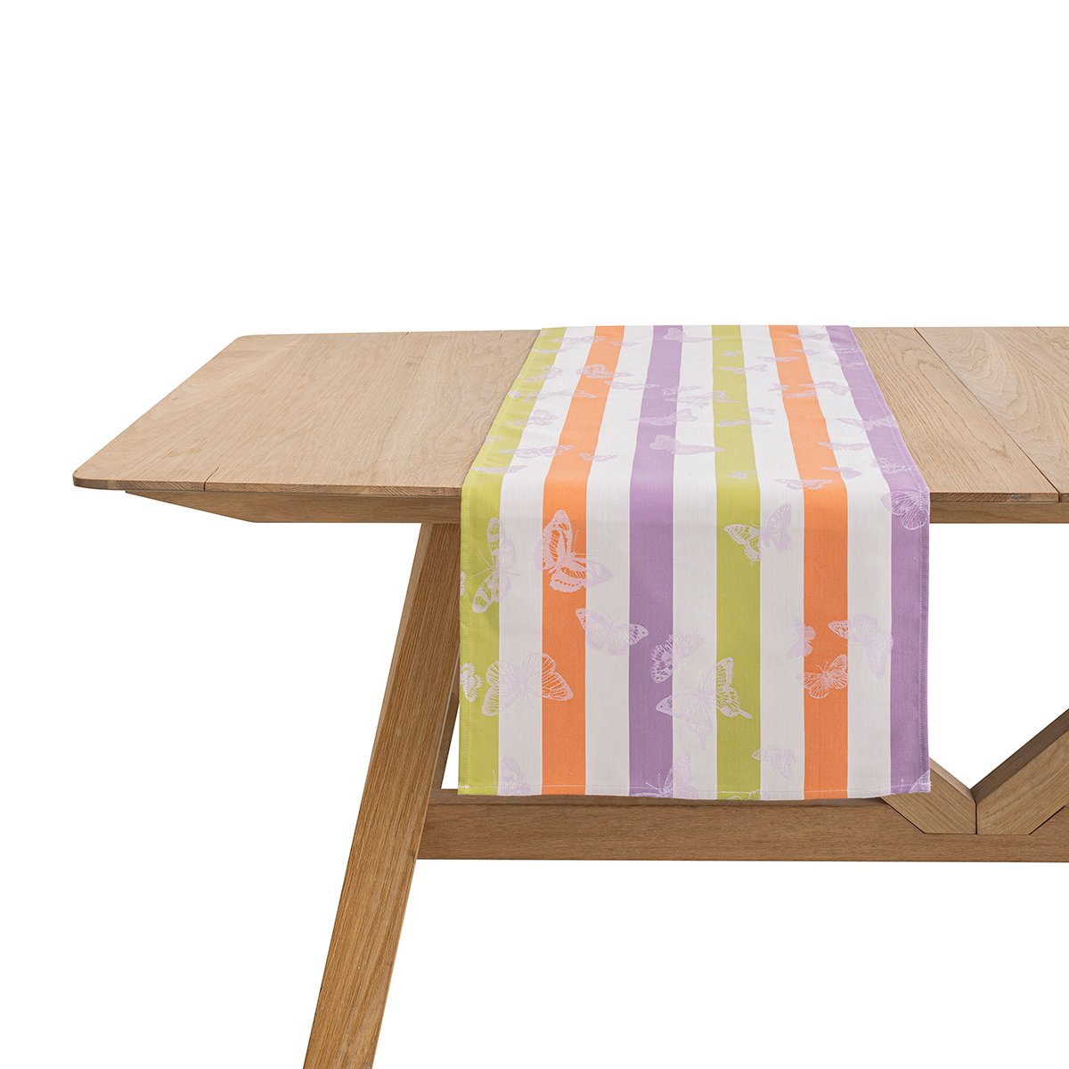 Chemin de table en Coton, BAL DES PAPILLONS lilas, LE JACQUARD FRANCAIS
