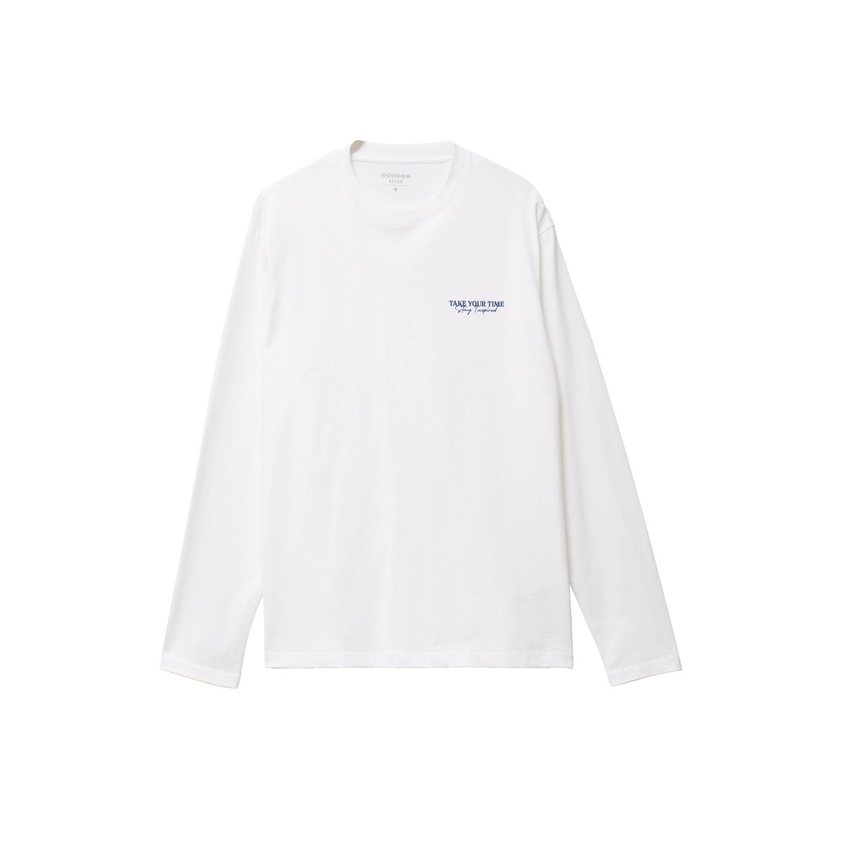 T-shirt droit en coton manches longues blanc, BONOBO