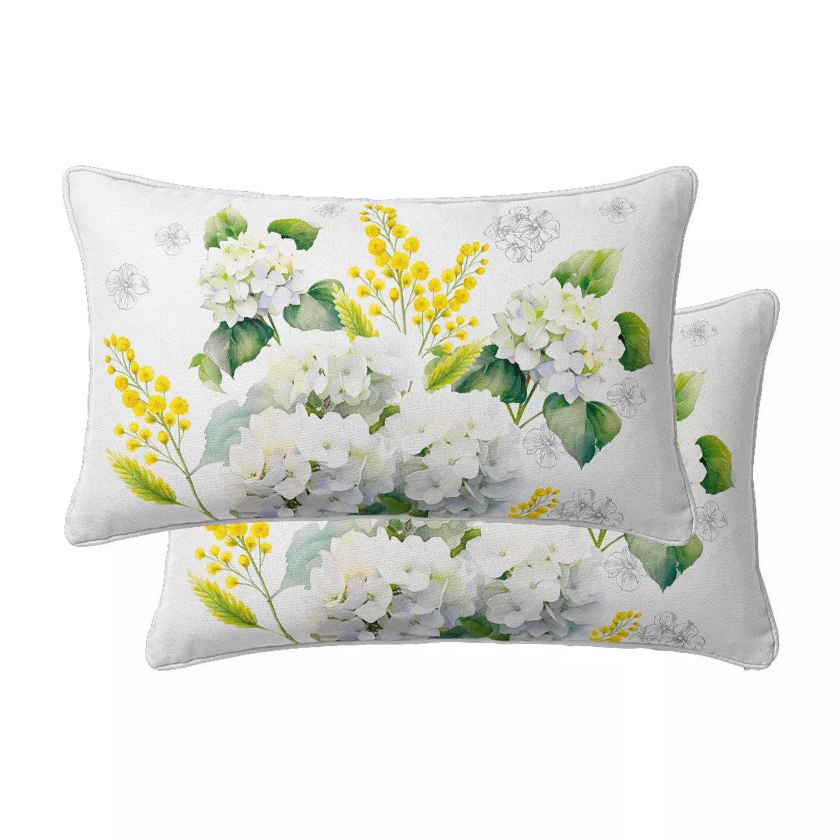 Lot de 2 taies percale de coton ANNABELLE mimosa, GARNIER THIEBAUT