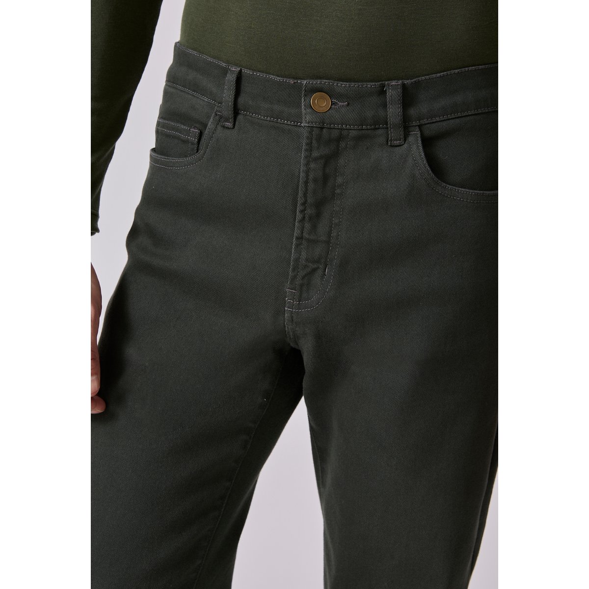 Pantalon 5 poches coupe droite gris kaki, DAMART