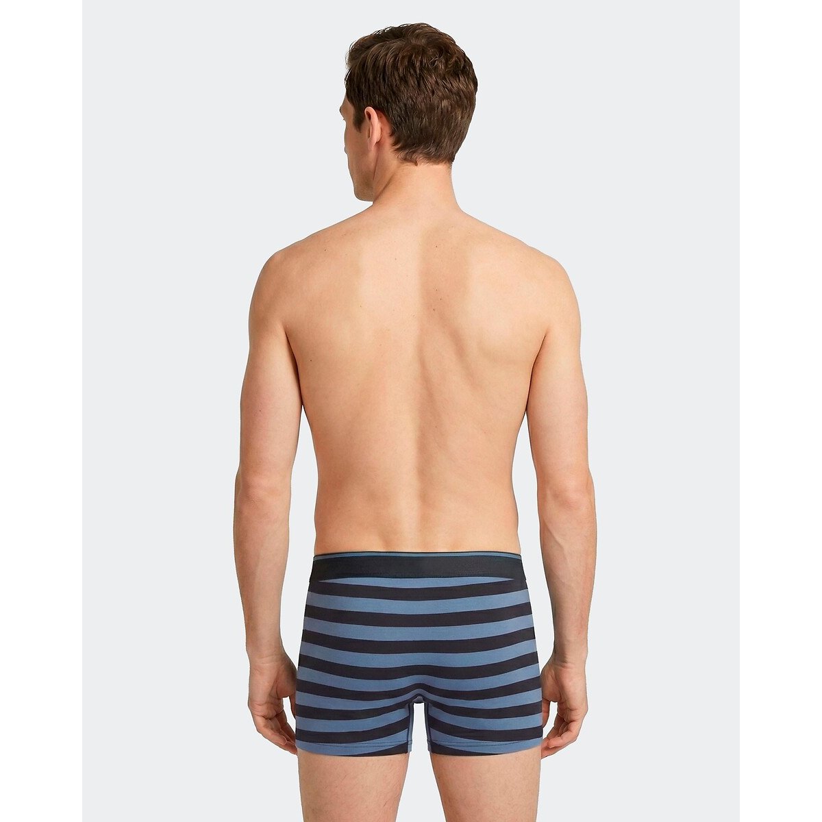Lot de 2 boxers, 1 uni et 2 imprimé rayé bleu + bleu marine, EDEN PARK