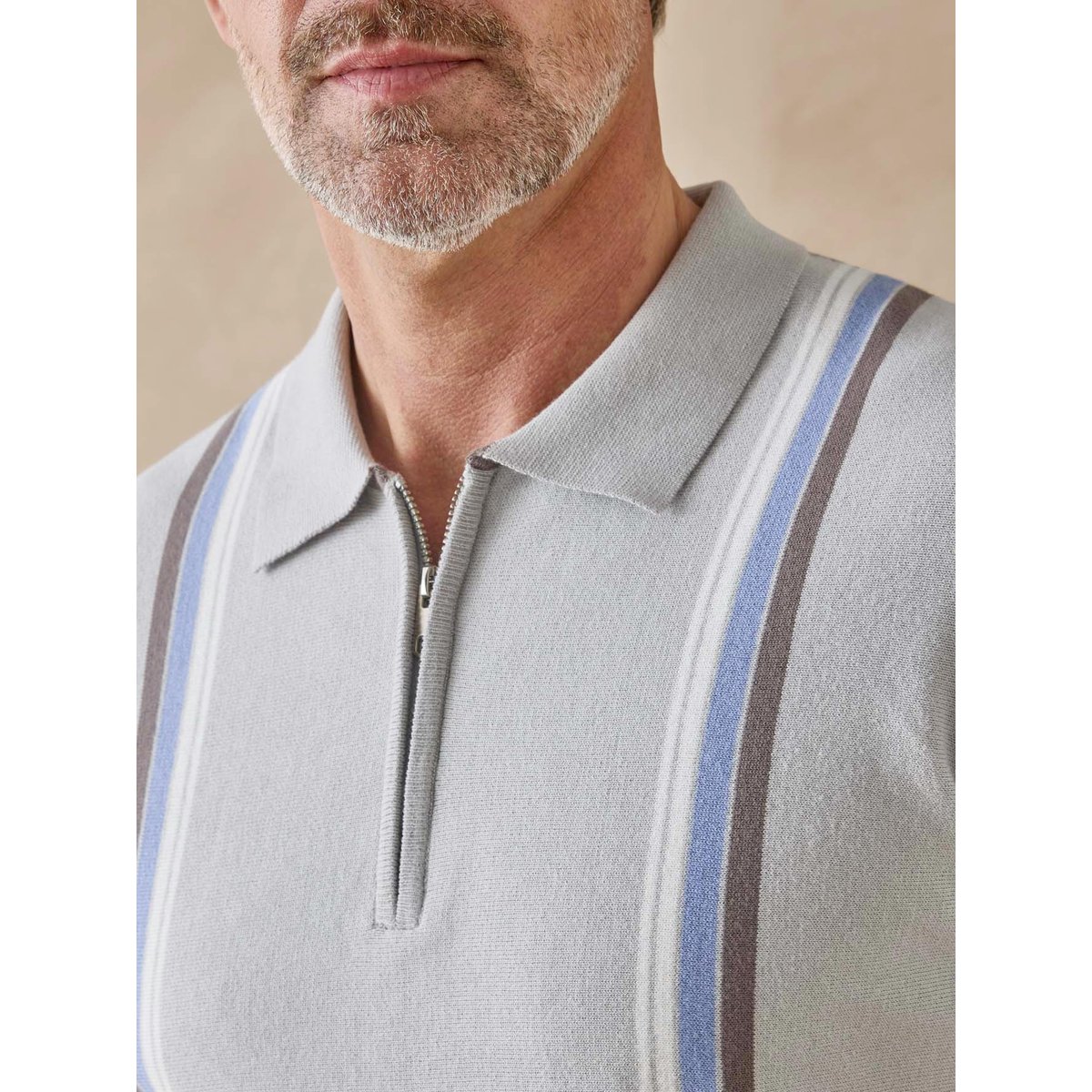 Pull polo zippé homme gris, DAXON