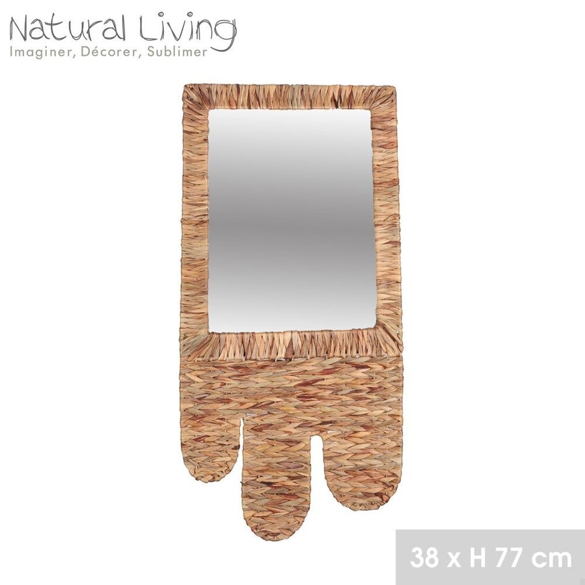 Miroir boho jacinthe d'eau grand modèle beige, DECORATIE