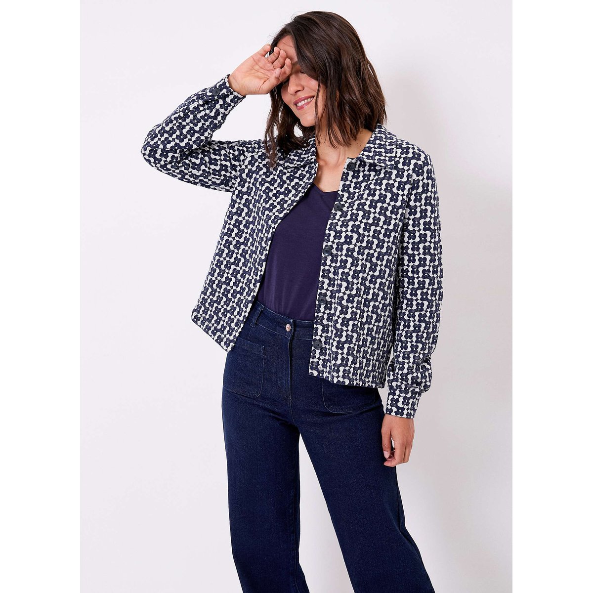 Veste maille jacquard bio SUMALI bleu navy, PRINCESSE NOMADE