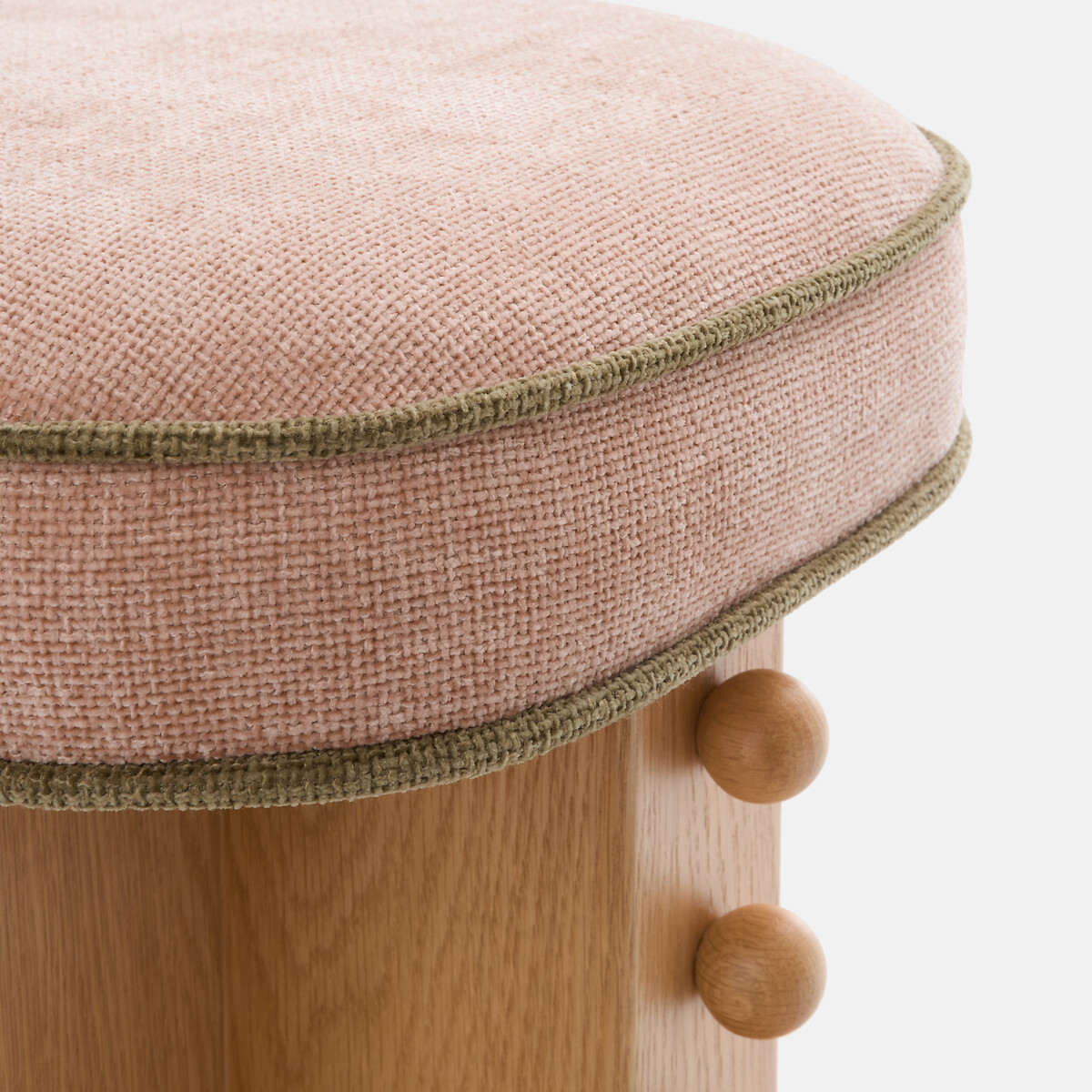 Tabouret rembourré, en chêne et plaqué et tissu texturé, VATHALIE chêne, LA REDOUTE INTERIEURS