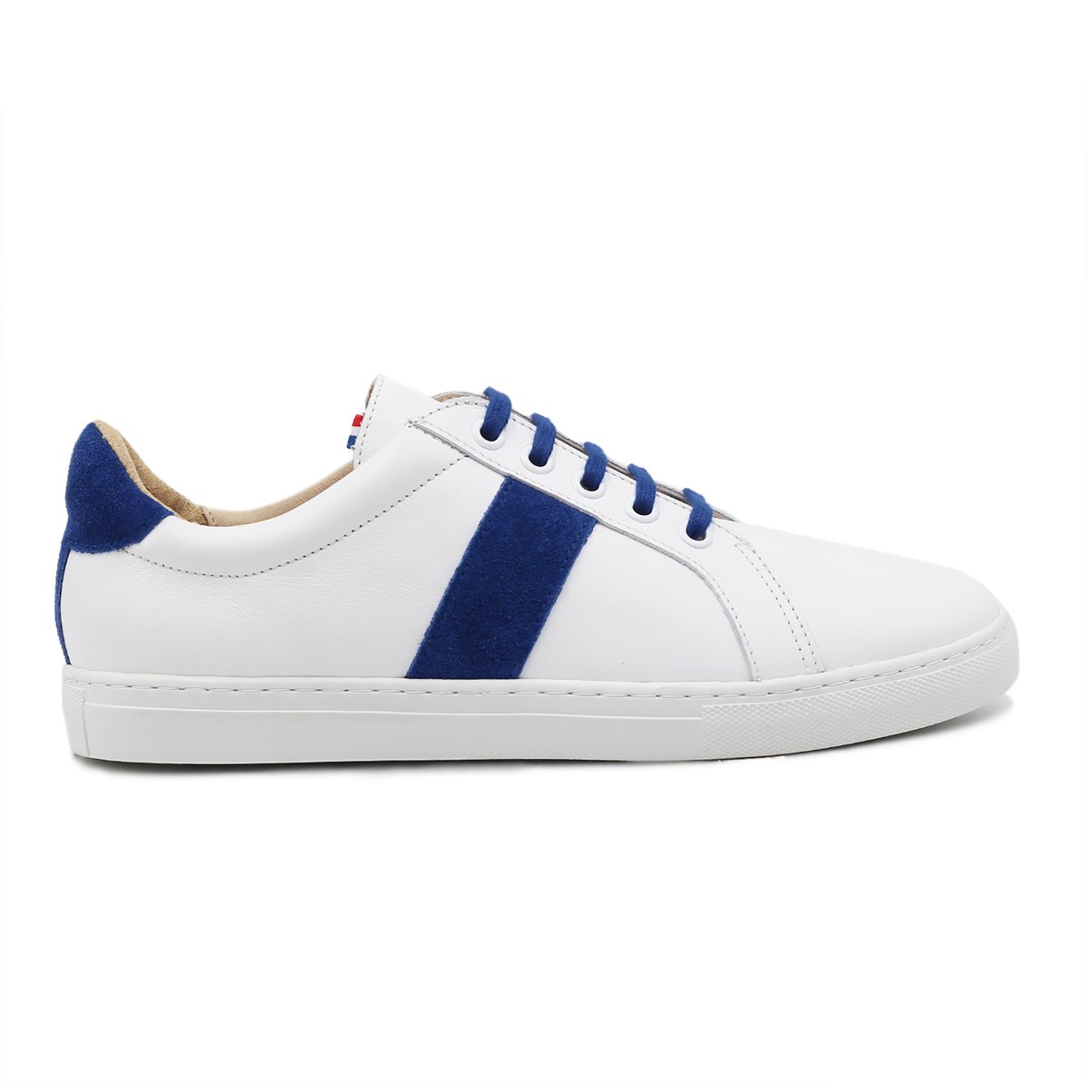 Baskets MIF cuir blanc/bleu, JULES & JENN