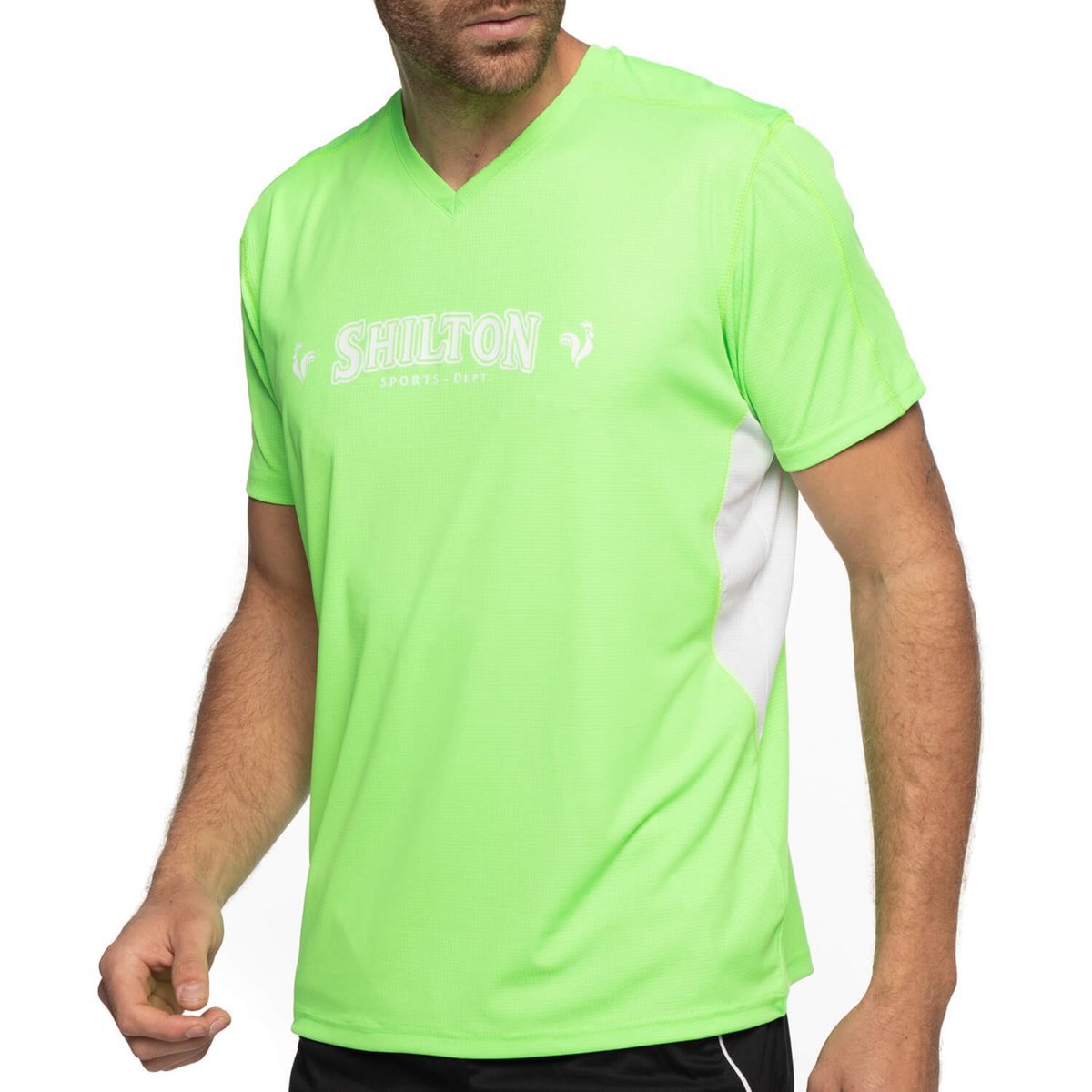 T-shirt sport col v vert, SHILTON
