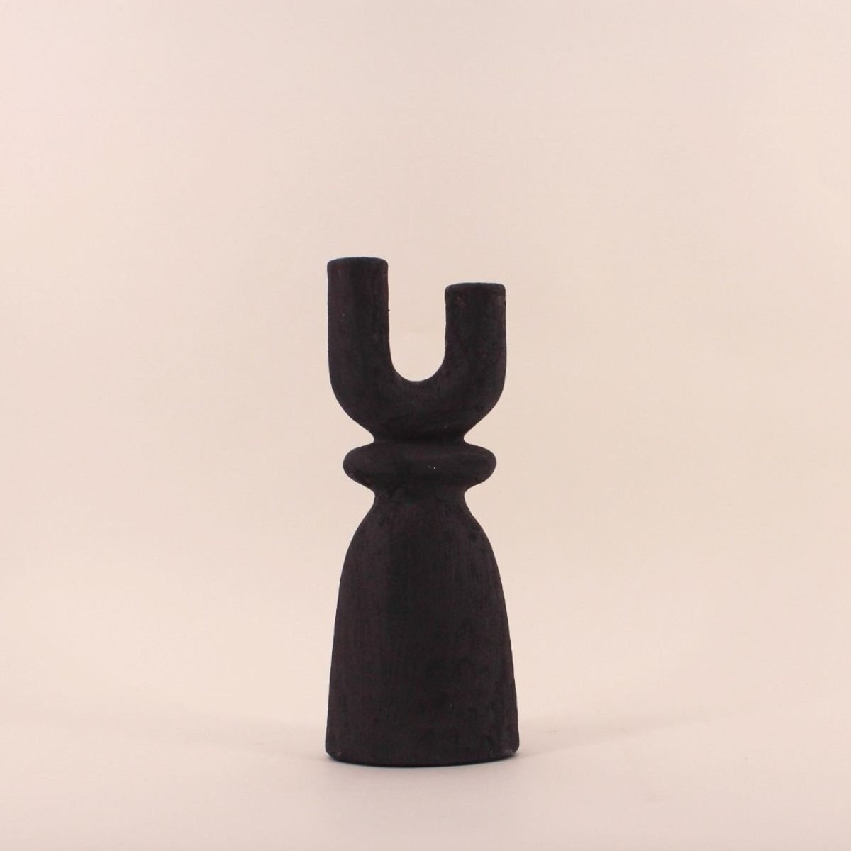 Bougeoir en Y en grès 29cm noir, ORNAMI