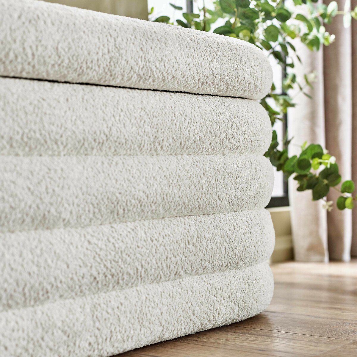 Celes Bouclé Curve Ottoman Storage Bench ivory, SO'HOME