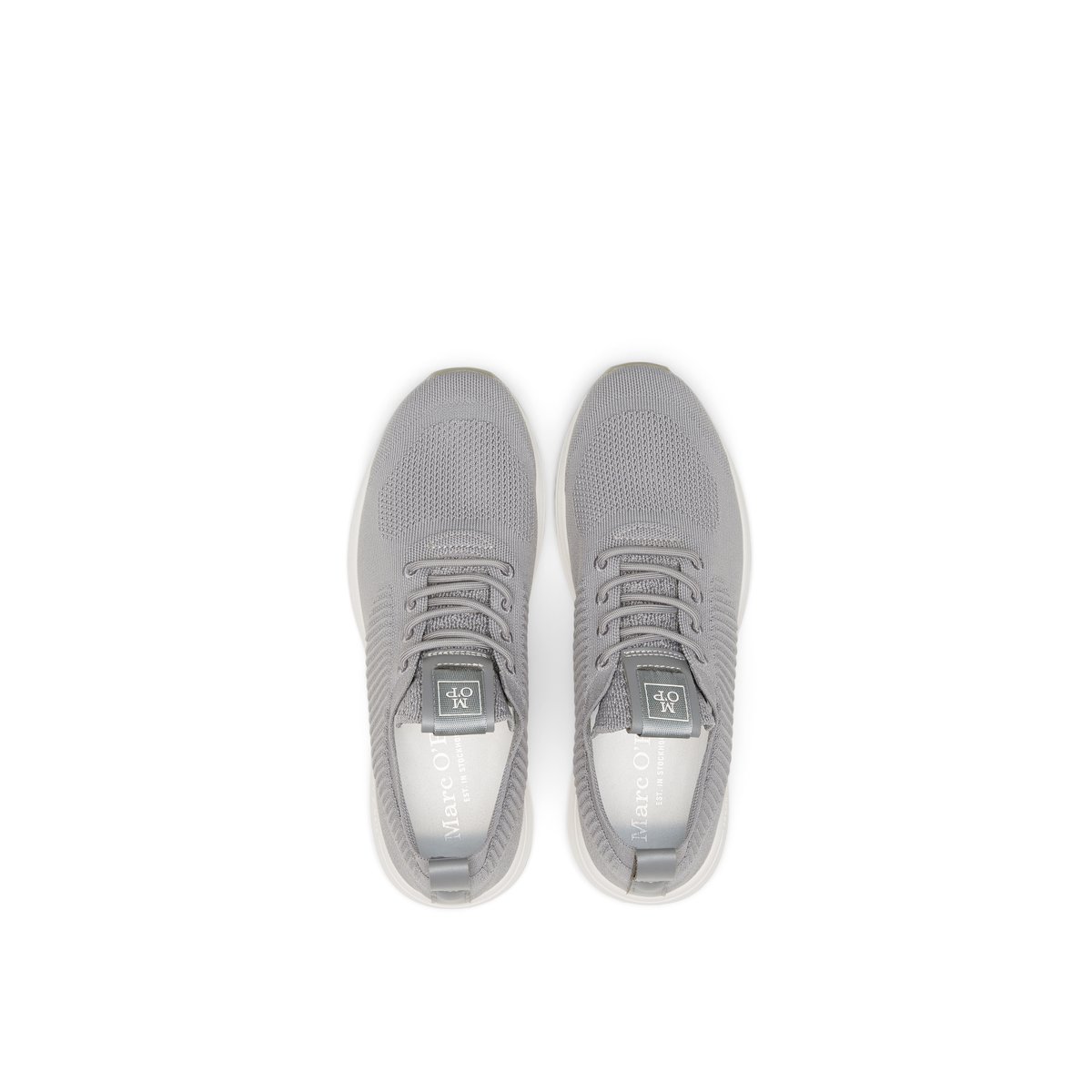 Baskets en tricot en polyester recyclé gris, MARC O'POLO