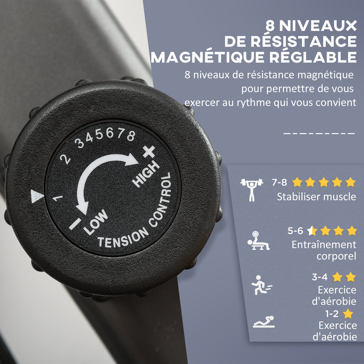 Vélo d'appartement magnétique Acier Noir noir, HOMCOM