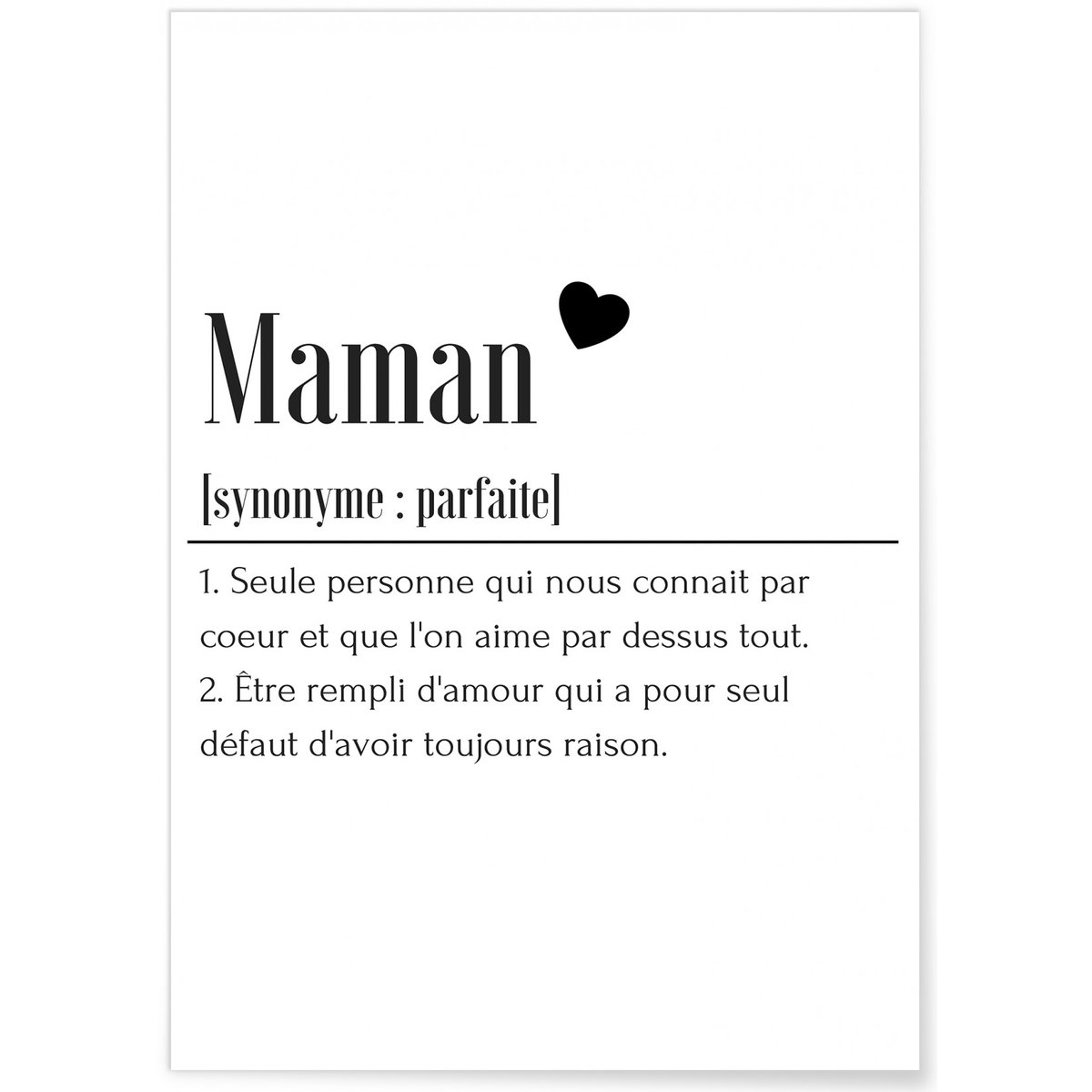 Affiche Définition Maman 2 blanc, L'AFFICHERIE